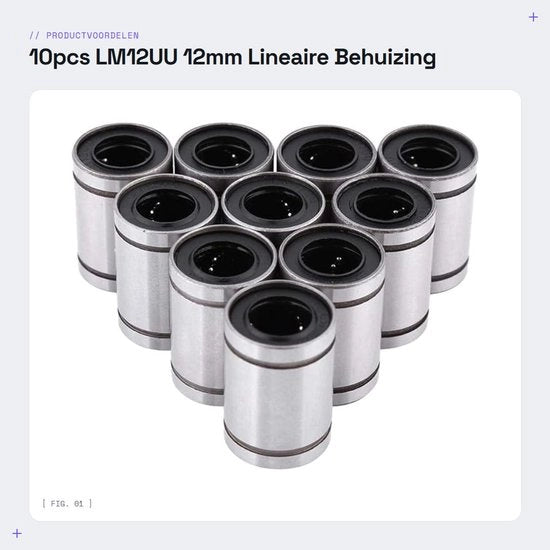 Lineari Lagers a Rulli 10 Pezzi - 12mm a Rulli a Sfera - Doppia Sfere - Adatto per Stampanti 3D - Alta Durata - Materiale di Alta Qualità - Rullo a Sfera