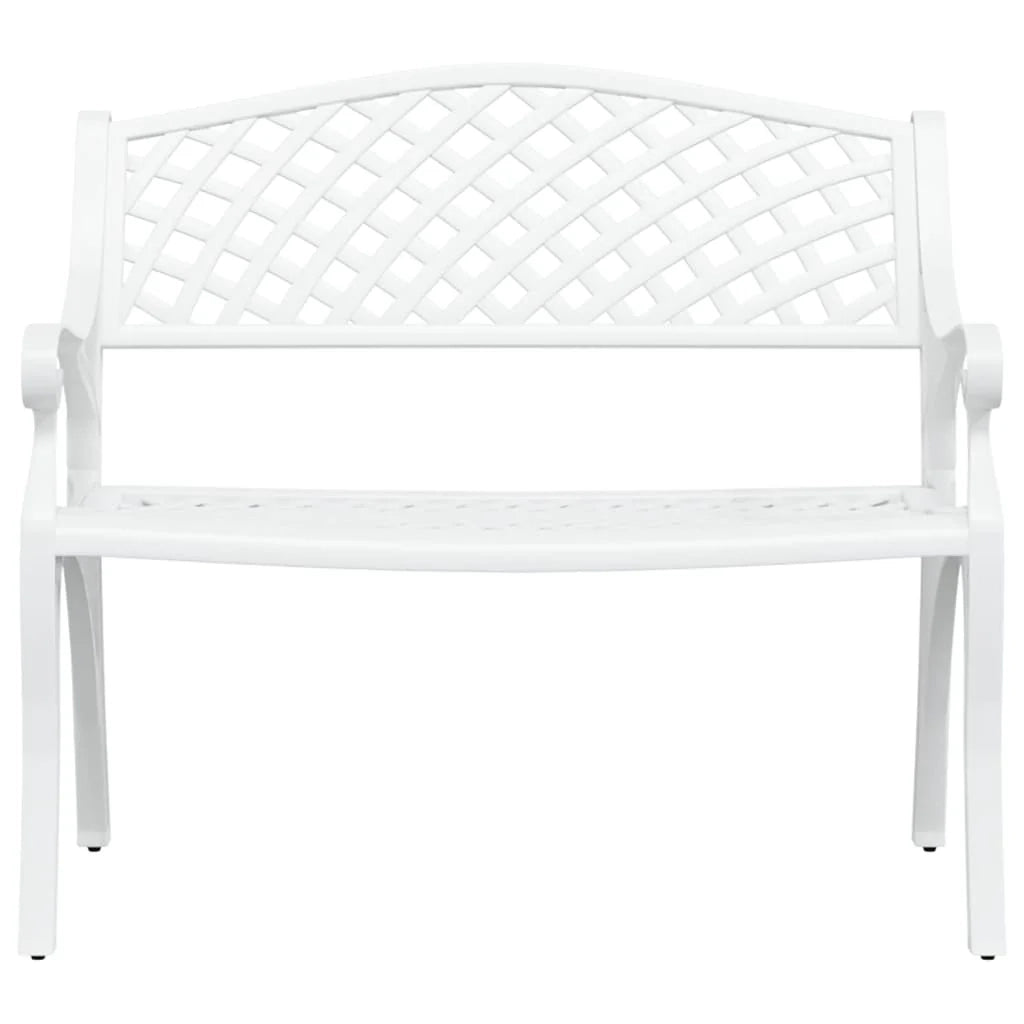 Panca da giardino mobili da esterno per patio terrazza 102 x 50 x 83 cm alluminio pressofuso bianco 02_0011145