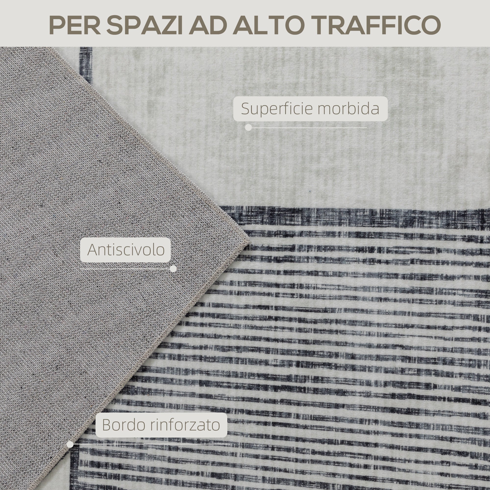 Tappeto Moderno Antiscivolo 230x160x0,7 cm Linee Geometriche in Poliestere Grigio