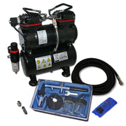Set aerografia Compressore oil free AS196, Aerografo doppia azione, Accessori con tubo e raccordi