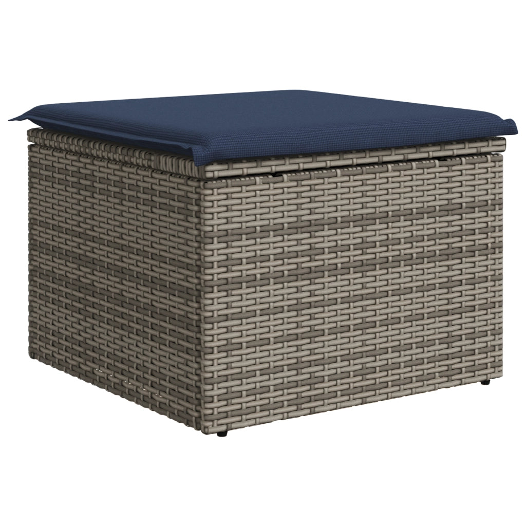 Sgabello Giardino con Cuscino Grigio 55x55x37 cm in Polyrattan 366154