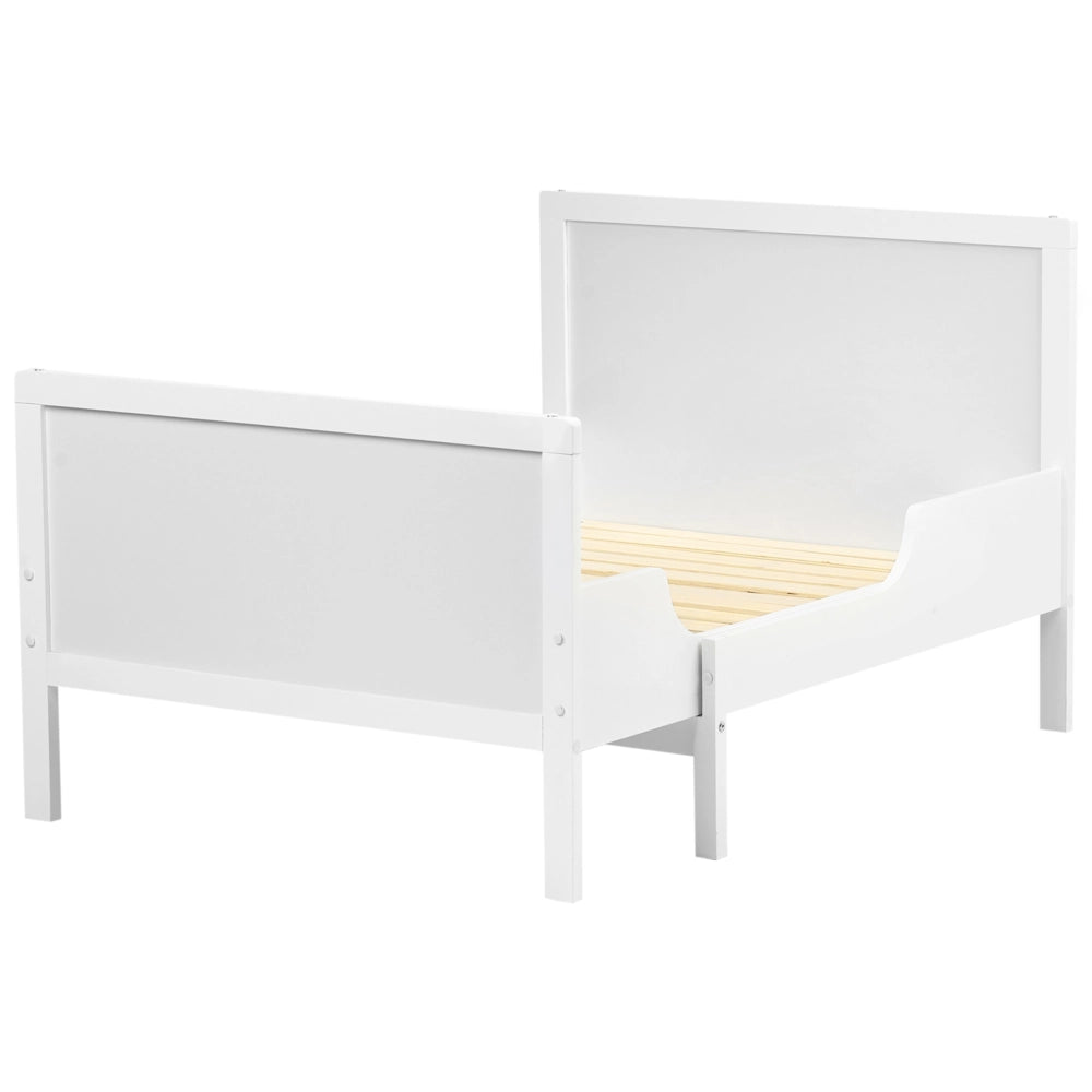 Letto singolo per bambini allungabile in legno di pino bianco 90 x 200 cm con rete a doghe cameretta elegante