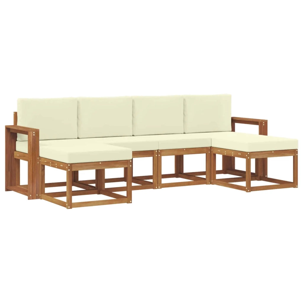 Set di divani da esterno con cuscino 6 pcs Naturale e Crema