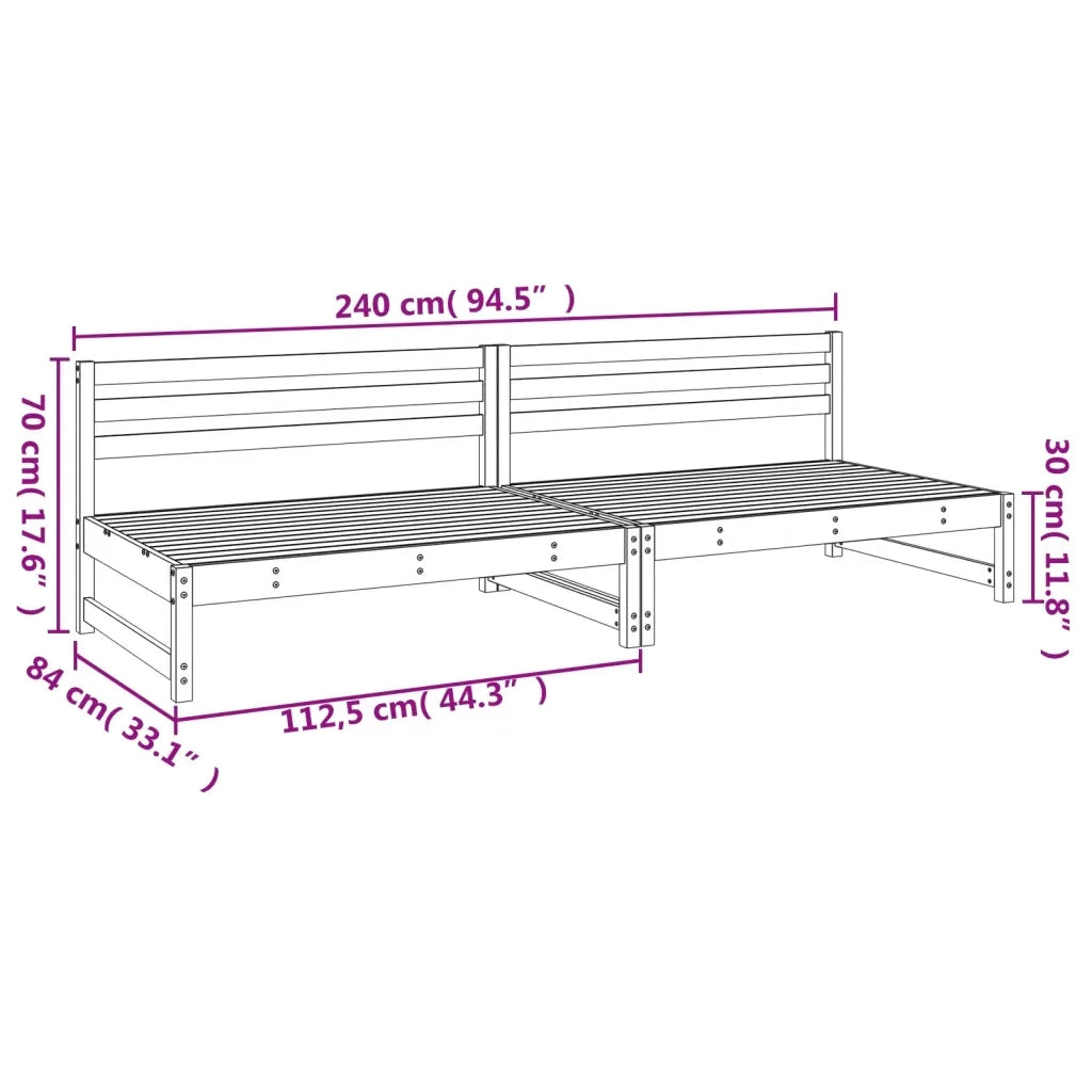 Divano componibile-Divani Centrali Giardino 2pz Bianchi 120x80cm Massello Pino