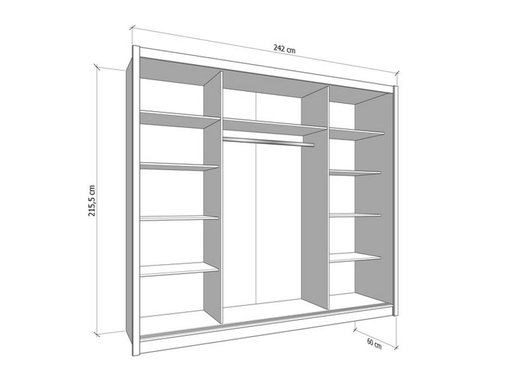 Armadio Camera da Letto Sergnano, Guardaroba 2 Ante Appendiabiti, 242x215.5h cm Marrone Rovere Nodi