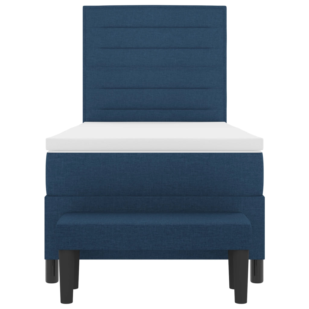 Letto a Box Spring con Materasso e Panchina Blu 80x200 cm Tessuto