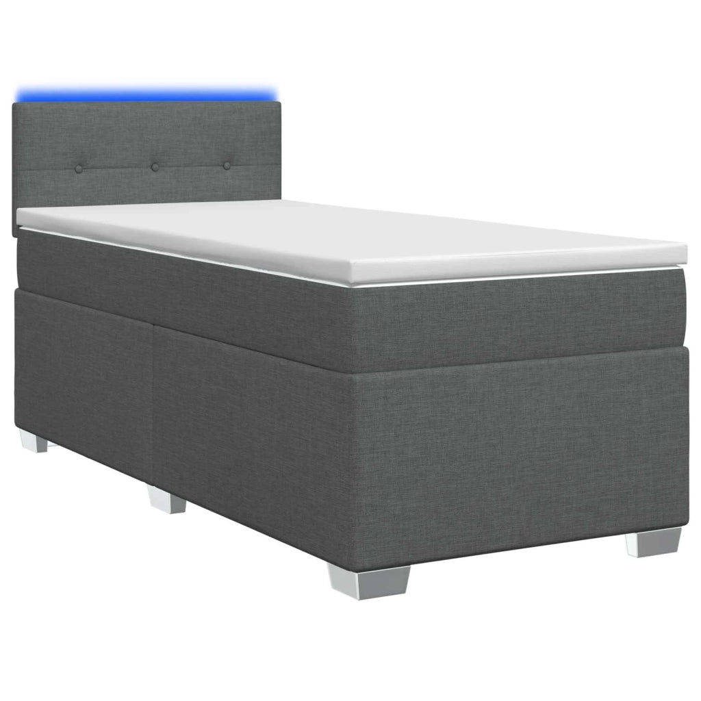 Letto con Box Spring, Materasso e LED Grigio Scuro 100 x 200 cm 3451876