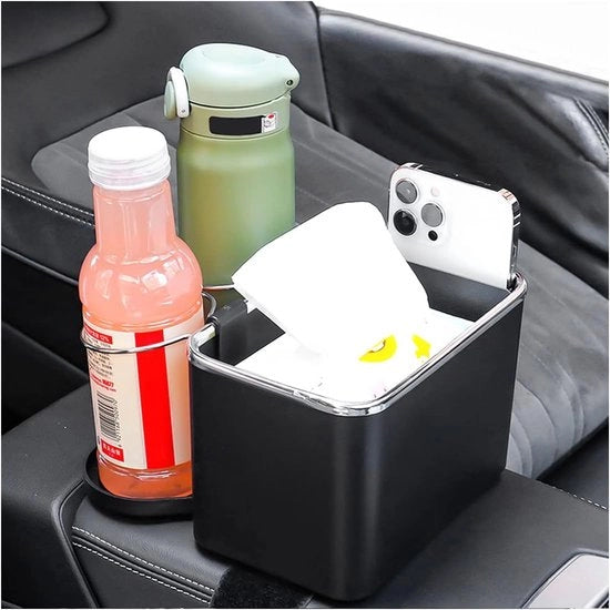 Cassetto di Stoccaggio per Braccio del Sedile, Otre per Bevande con Cassetto di Stoccaggio, Console Multifunzionale per Auto, Organizzatore per Telefono, Tovaglioli, Otre per Acqua