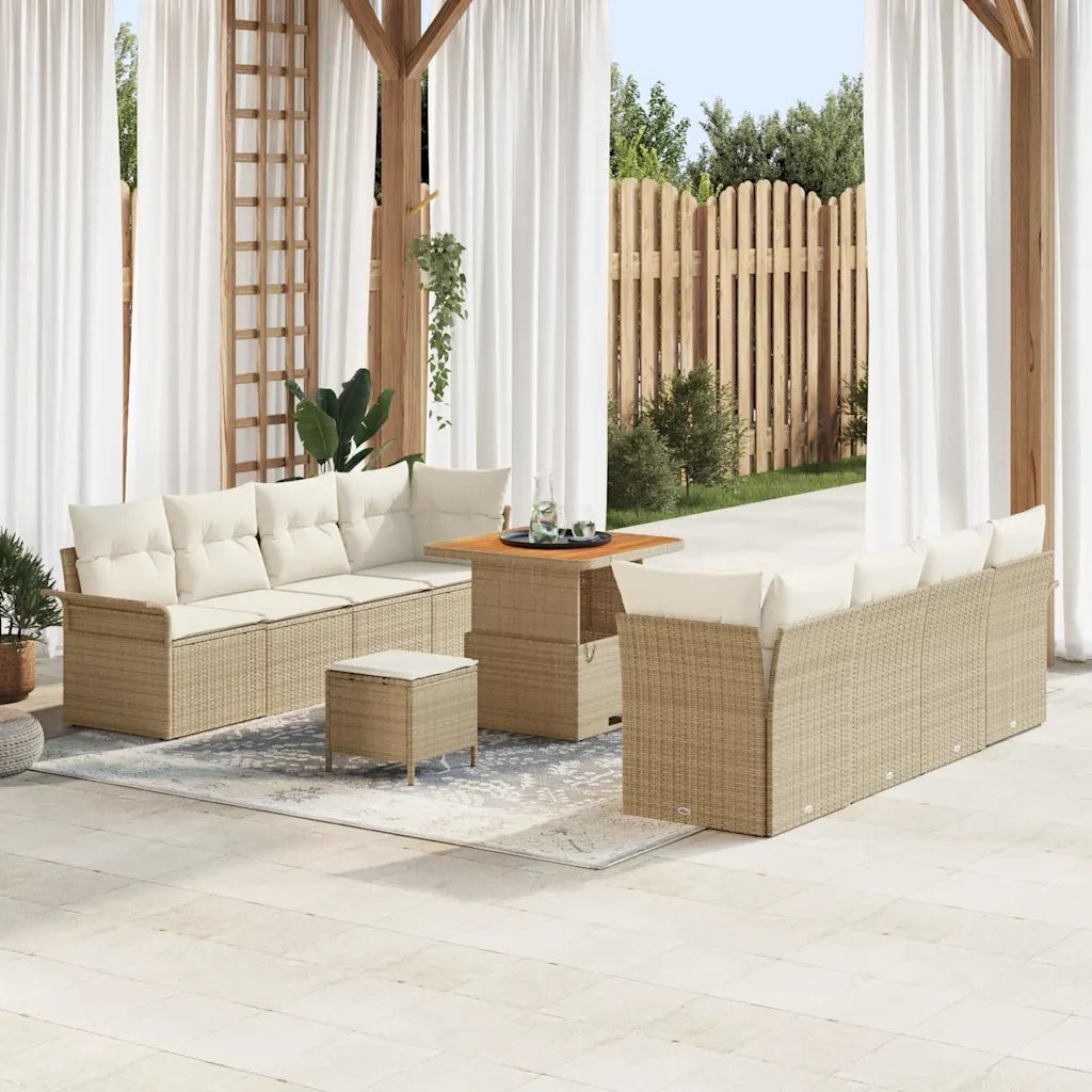 Set Divano da Giardino con cuscino 11 pcs Beige polyrattan 3362106