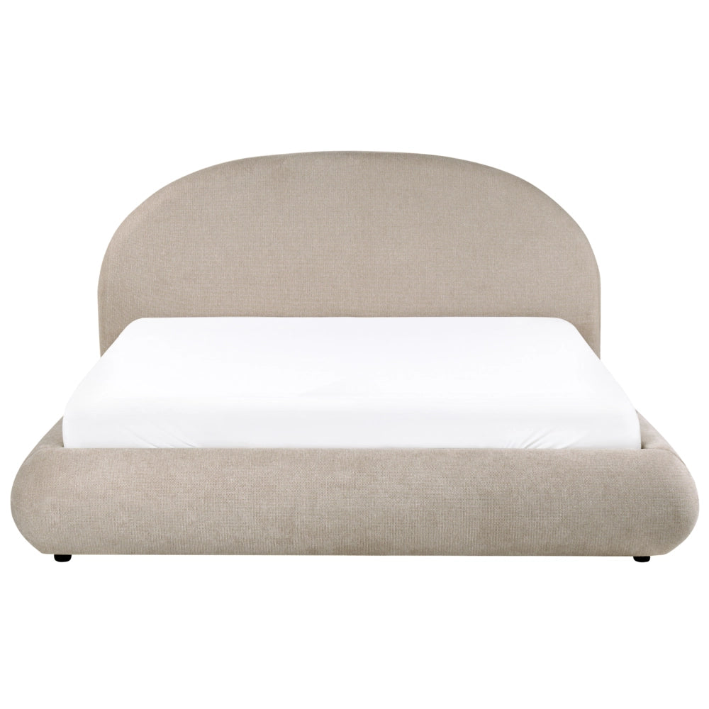 Letto in tessuto tortora 180 x 200 cm con testiera imbottita rete sollevabile e vano contenitore