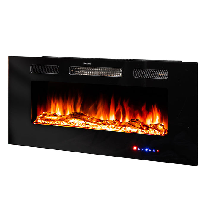 Camino Elettrico da Incasso 54,4x91,5x14 cm Effetto Fiamma 1500W Adeli Nero