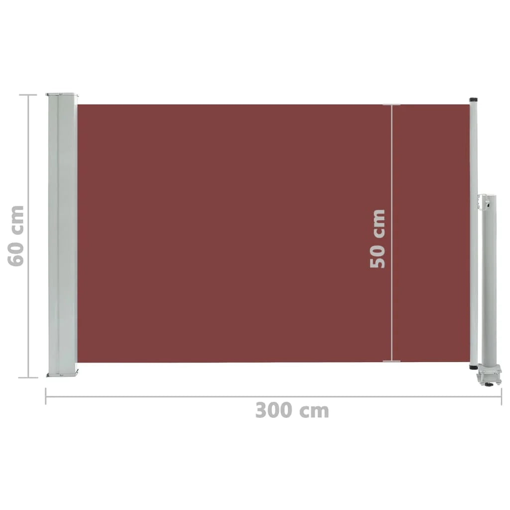 Tenda da sole laterale retrattile/schermo protettivo per patio giardino terrazza balcone 60 x 300 cm marrone 02_0007391