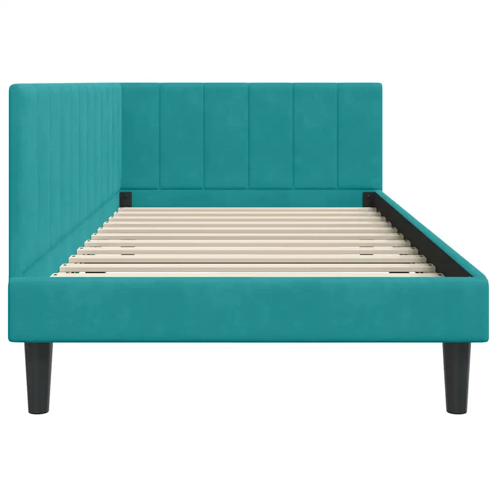 Cornice del letto ad angolo Turchese 90 cm x 190 cm Velluto
