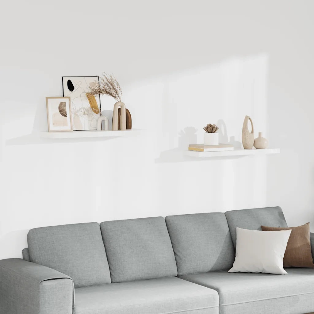 Scaffali a Parete 2 pz Bianco 80x23,5x3,8 cm in MDF cod mxl 53354