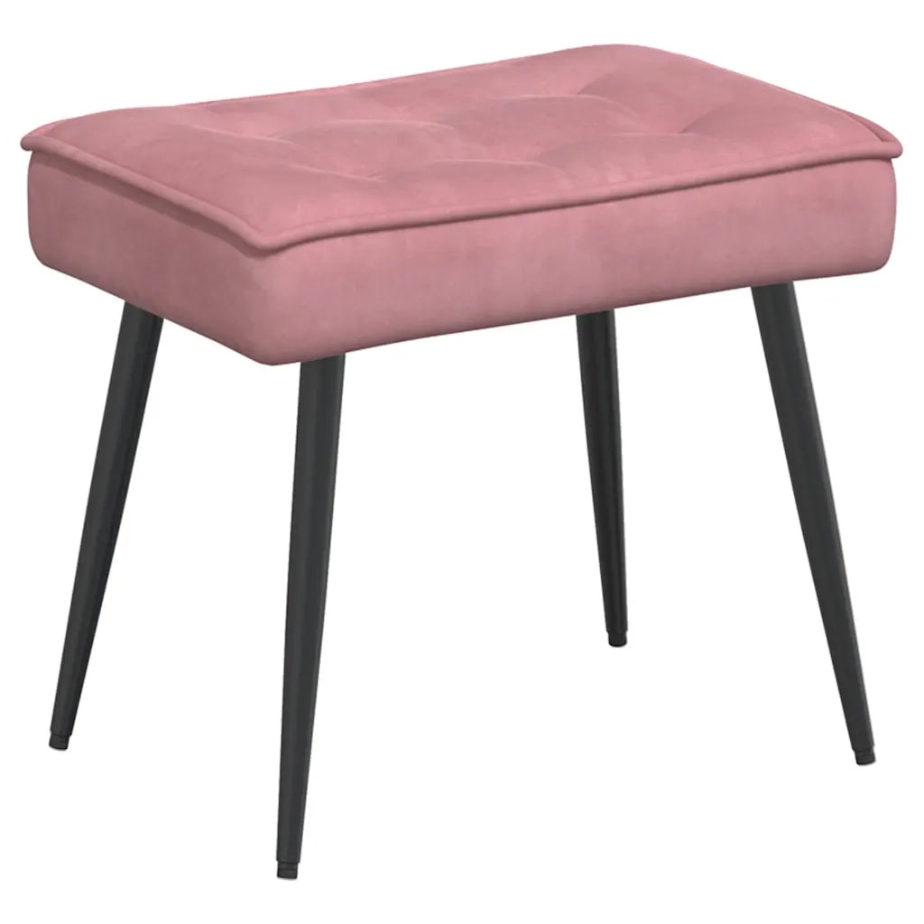 Divano Sedia-Poltrona Relax con Poggiapiedi Rosa in Velluto 648749
