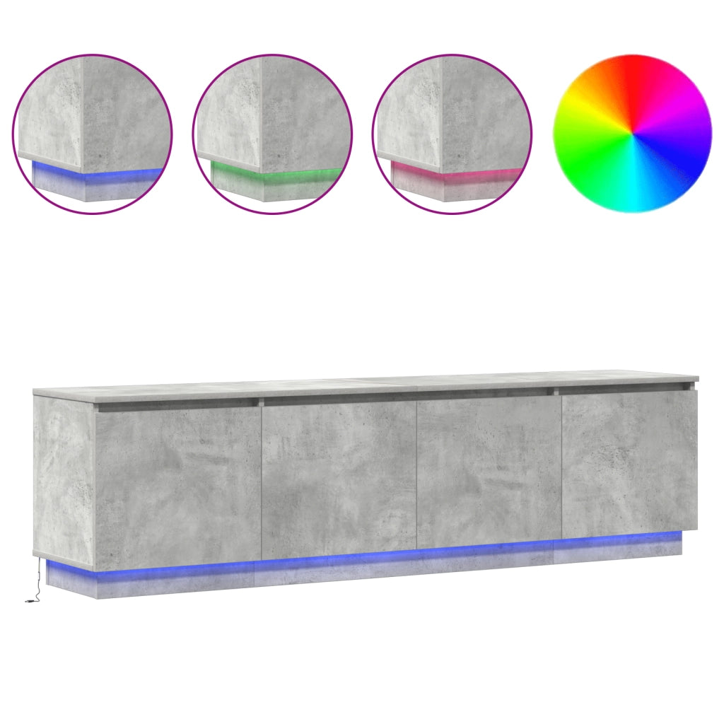 Mobile TV con LED Grigio Cemento 180x38x49 cm Legno Ingegnerizzato