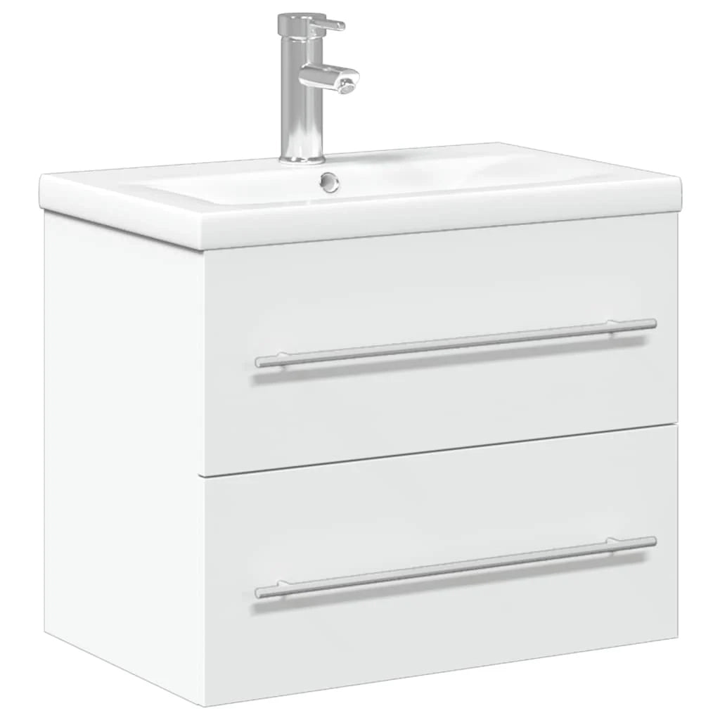 Mobiletto da bagno sospeso 60 x 38,5 x 48 cm con pratico vano contenitore stile moderno legno bianco 02_0055538
