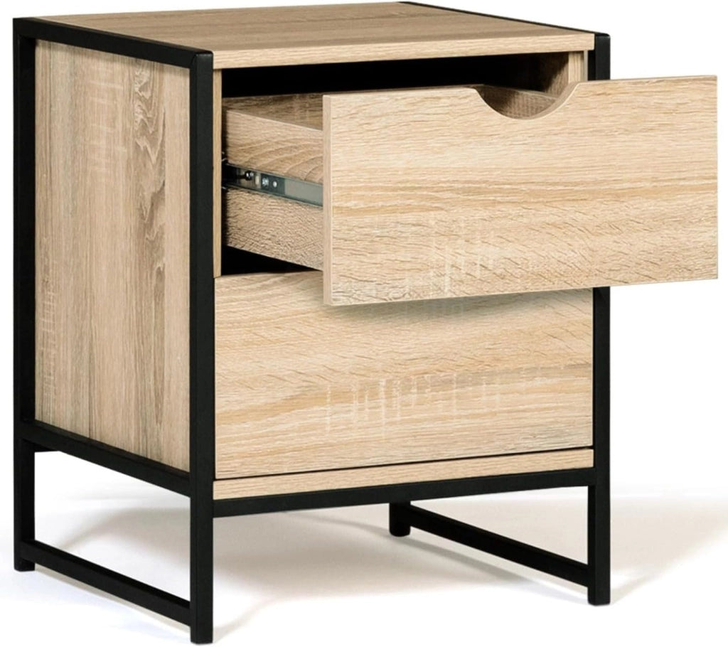 Set di 2 comodini Detroit con 2 cassetti Design Industriale