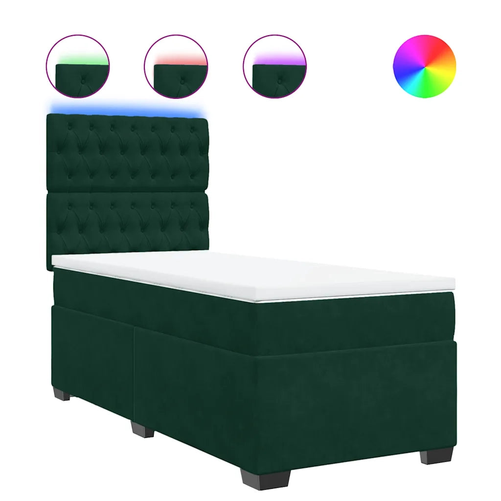 Giroletto a Molle con Materasso Verde Scuro 90x190 cm Velluto