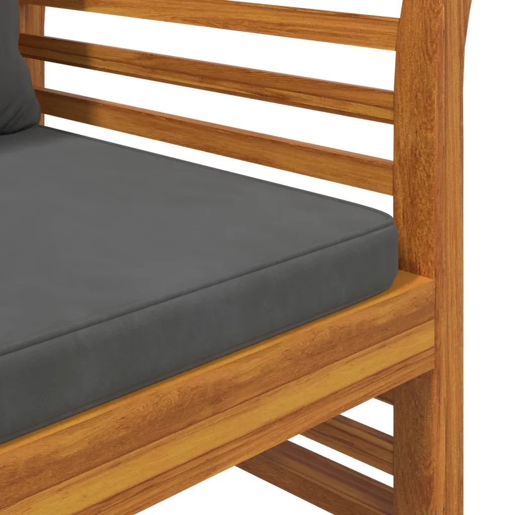 Set Divani Giardino 2pz | Set Salotto da Giardino con Cuscini Grigio Scuro Legno Massello