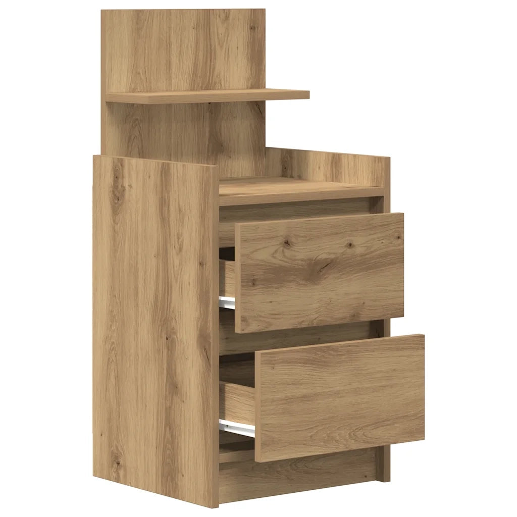 Comodino con 2 Cassetti Rovere Artigianale 38x34x80 cm