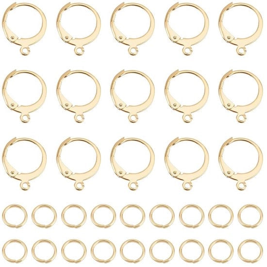 40 pezzi di orecchini da orecchio con anello di aggancio giallo dorato con 60 anelli aperti