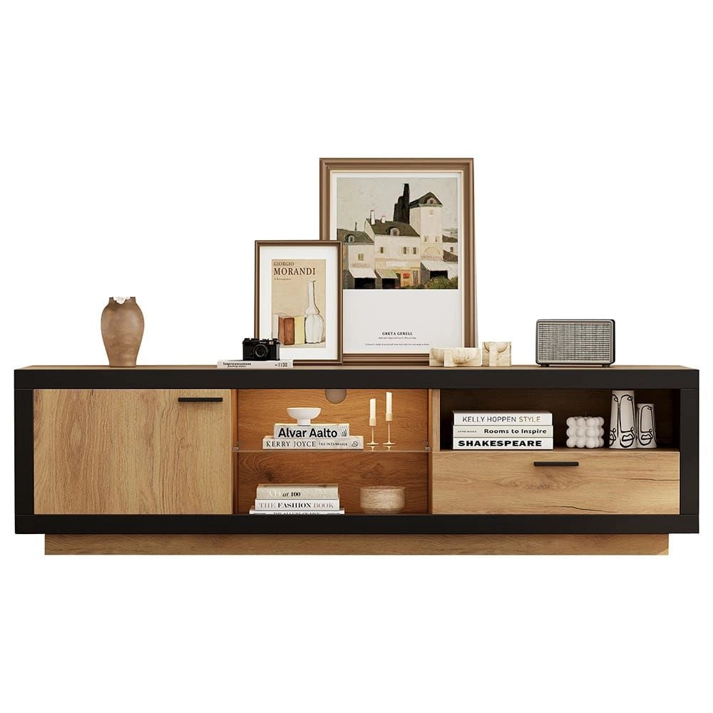 Media center gaming - Xylo - Nero/quercia vetrine per 70"