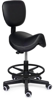 Sedia Ergonomica Luxe con Sostegno Lombaro - Sedia con Sostegno Lombaro su Ruote - Sedia Ergonomica con Sostegno Lombaro - Sedia in Pelle Nera - Sedia fino a 175 kg - Sedia con Sedile Spesso 5 cm - Sedia da Ufficio