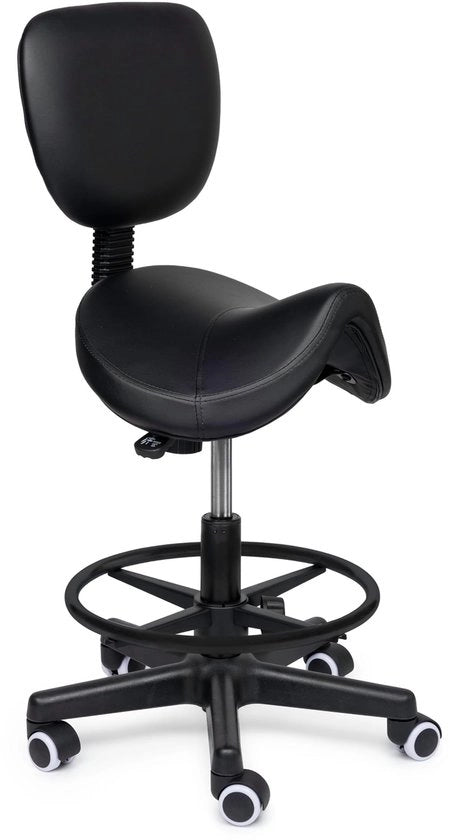 Sedia Ergonomica Luxe con Sostegno Lombaro - Sedia con Sostegno Lombaro su Ruote - Sedia Ergonomica con Sostegno Lombaro - Sedia in Pelle Nera - Sedia fino a 175 kg - Sedia con Sedile Spesso 5 cm - Sedia da Ufficio