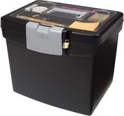 Archivio portatile con coperchio organizzato - cassa per ufficio in plastica per archiviazione di documenti e cartelle, Obsidiaan, 1 pezzo (61504C01C)