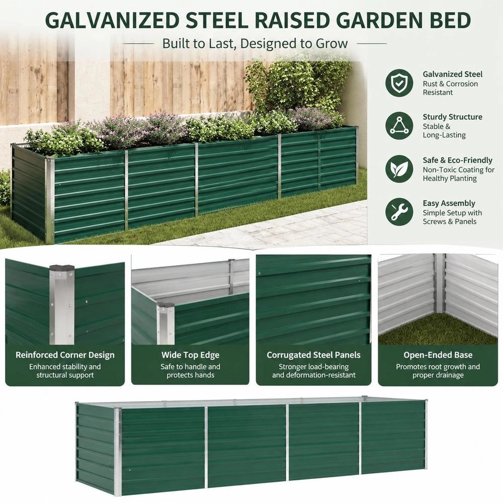 Garden Raised Bed Galvanized Steel 240x80x77 Cm Green