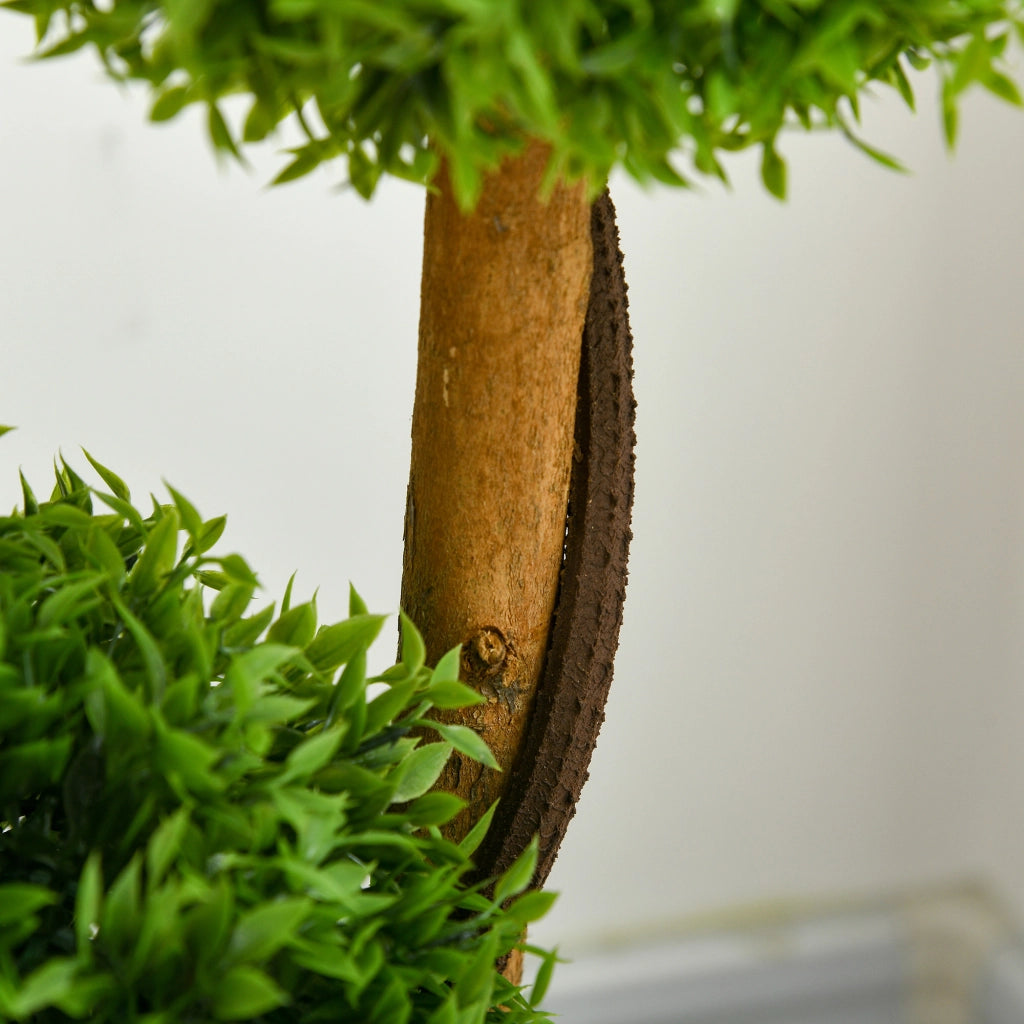 Albero Artificiale Buxus con 3 Palle Foglie di Bamb¨´ e Vaso ¨C zephmum ¨C Verde 110 cm