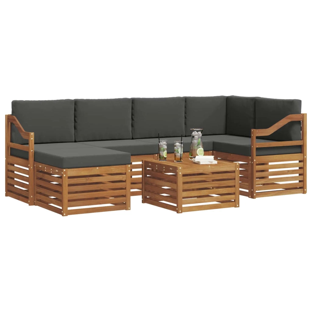 Set divano sezionale con cuscino 7 pcs Naturale e Antracite 3375147