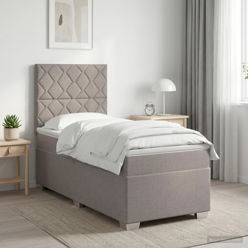 Letto box spring con materasso Tortora 90 x 190 cm Tessuto 3453308