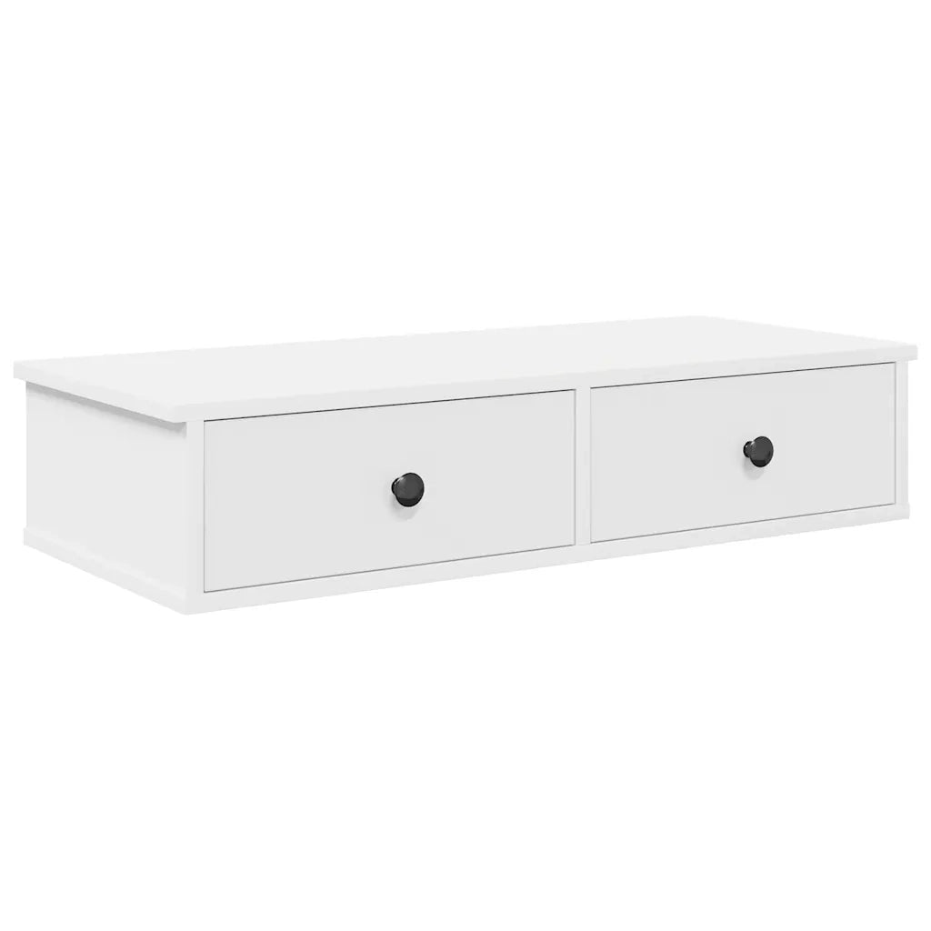 Scaffale a Parete con Cassetti Bianco 80x34x17 cm in Truciolato 859950