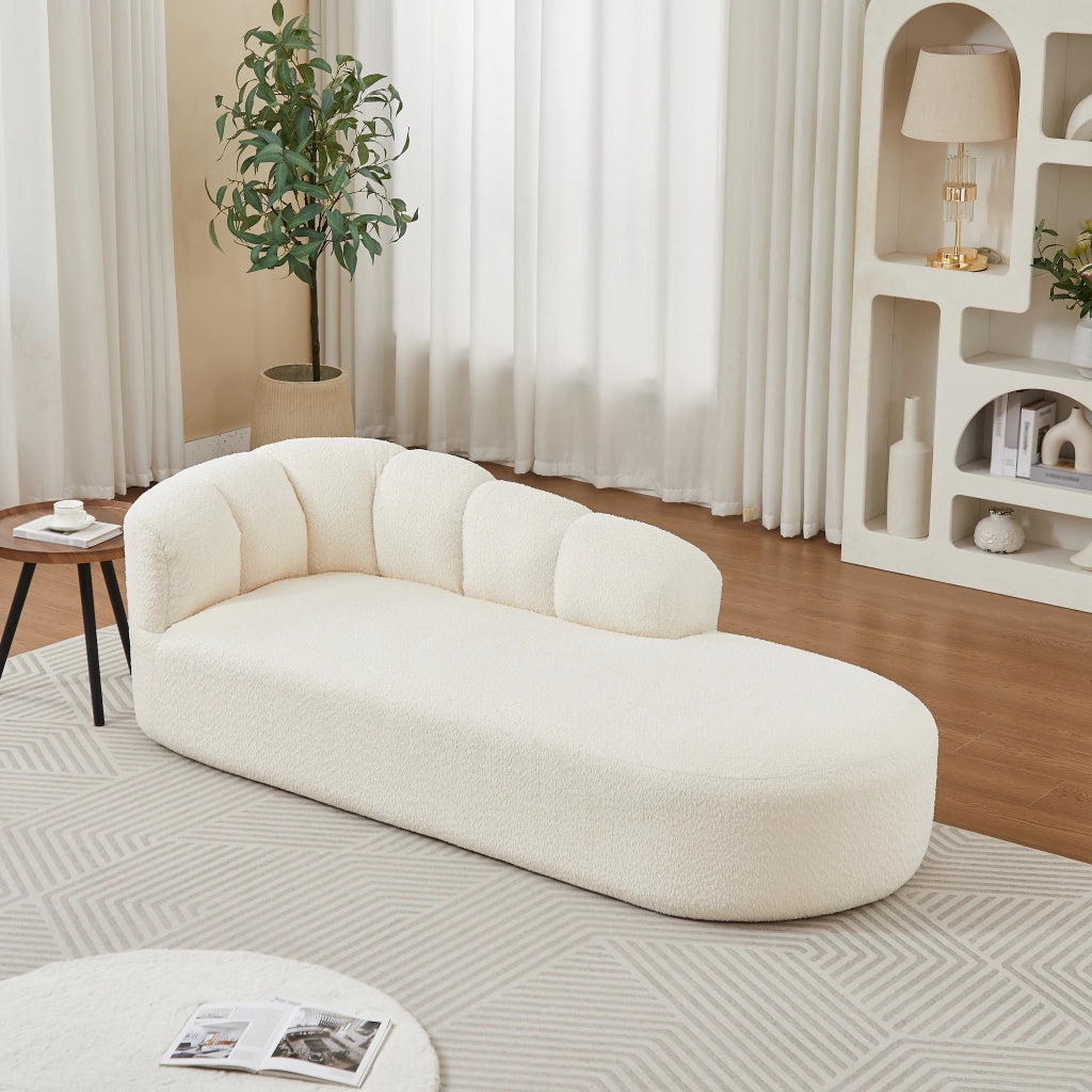 DIVANO Relax in chenille beige con schienale ondulato