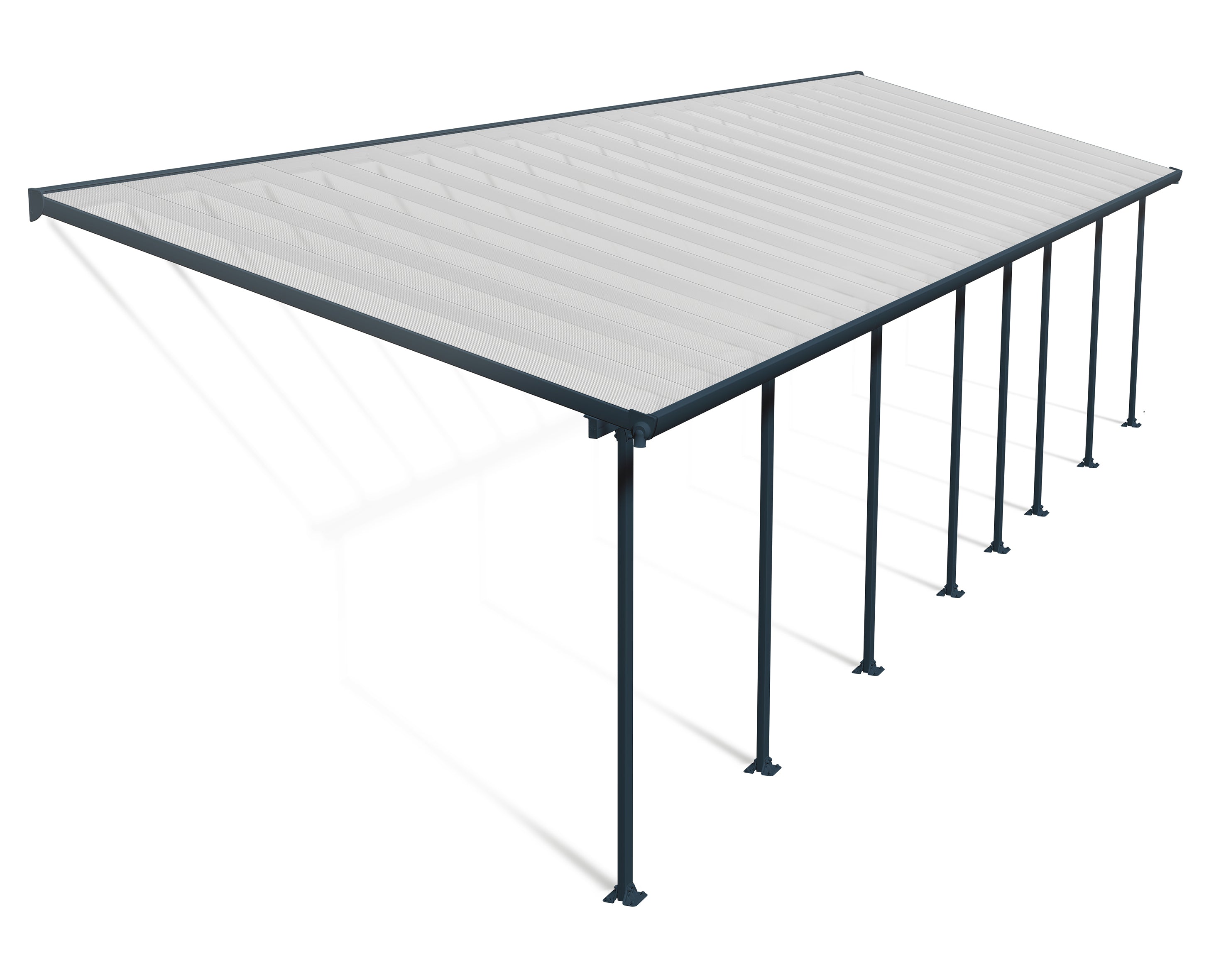 Pergola Addossata in Alluminio  3X12.2 m colore Grigio - Canopia Feria