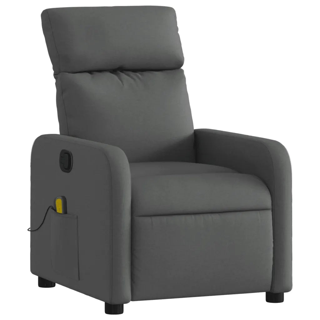Poltrona Massaggiante | Sedia Relax Reclinabile Grigio Scuro in Tessuto