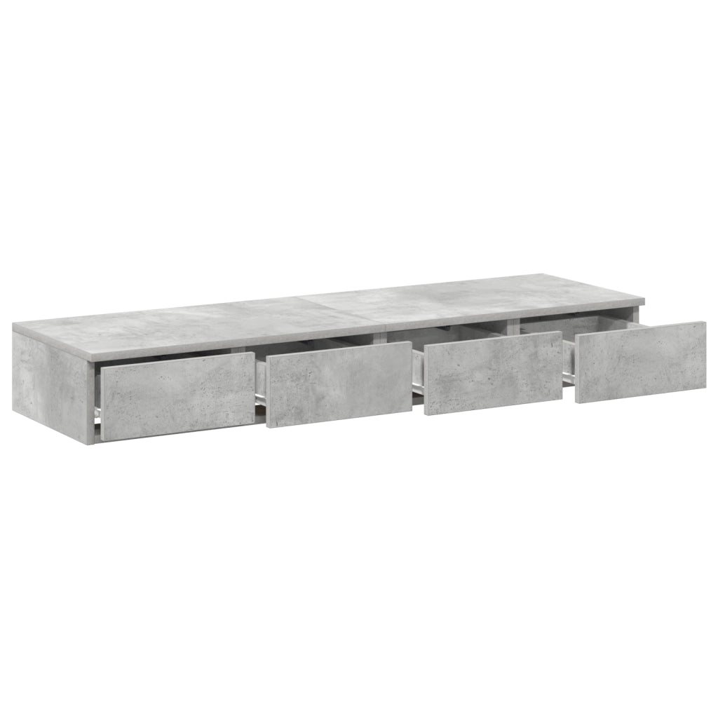 Cassetti da letto Comodino grigio in cemento 120x36.5x16.5 cm Legno ingegnerizzato