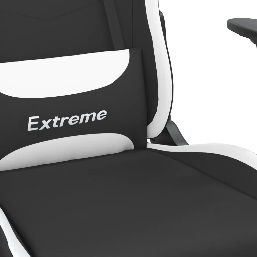 Sedia da Gaming | Sedia da e-sports con Poggiapiedi Nero e Bianco in Tessuto