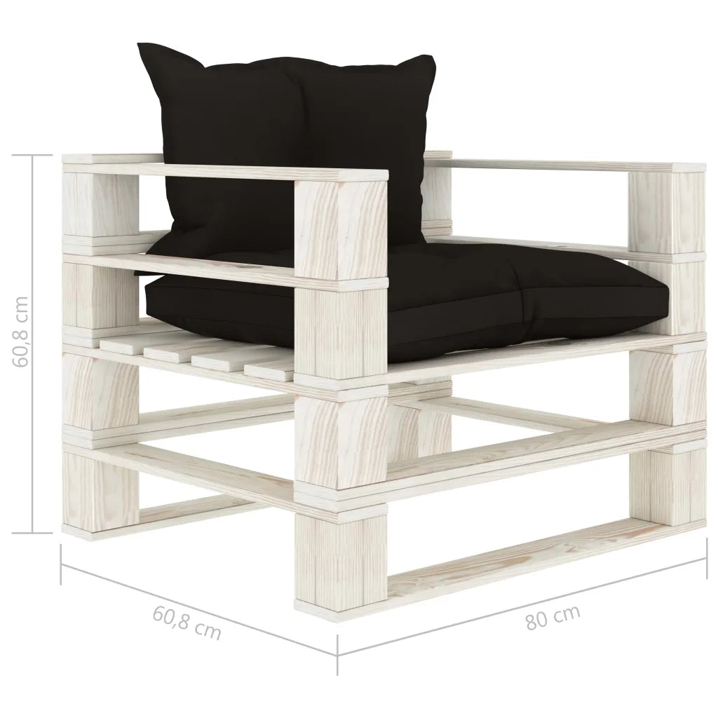 Poltrona da Giardino Pallet con Cuscini Neri in Legno 3052348