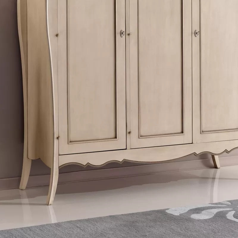 Armadio classico 3 porte in legno shabby avorio tortora 182x64x212 (1478) - Mobili 2G