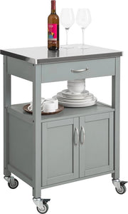 Trolley da Cucina - Credenza - Spazio di Stoccaggio - Multifunzionale - Ufficio - Servizio - Grigio - MDF - 44 x 60 x 92 cm