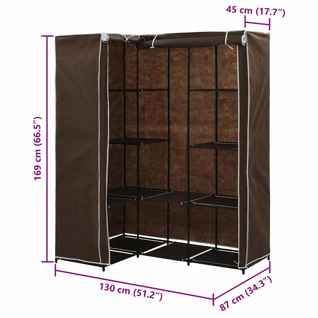 Armadio Angolare Marrone 130x87x169 cm 282450