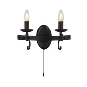 Applique Rustico-Country Cartwheel Iii Acciaio Nero 2 Luci E14