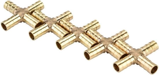 Fitting a croce a 4 vie - 5 pezzi - attacco di connessione - connettore a spina - aria - acqua - olio - gas - carburante - 6 8 10 12 mm (10mm)