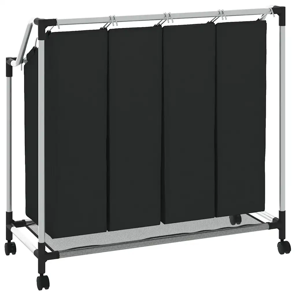 Classificatore lavanderia con 4 borse nero 240367