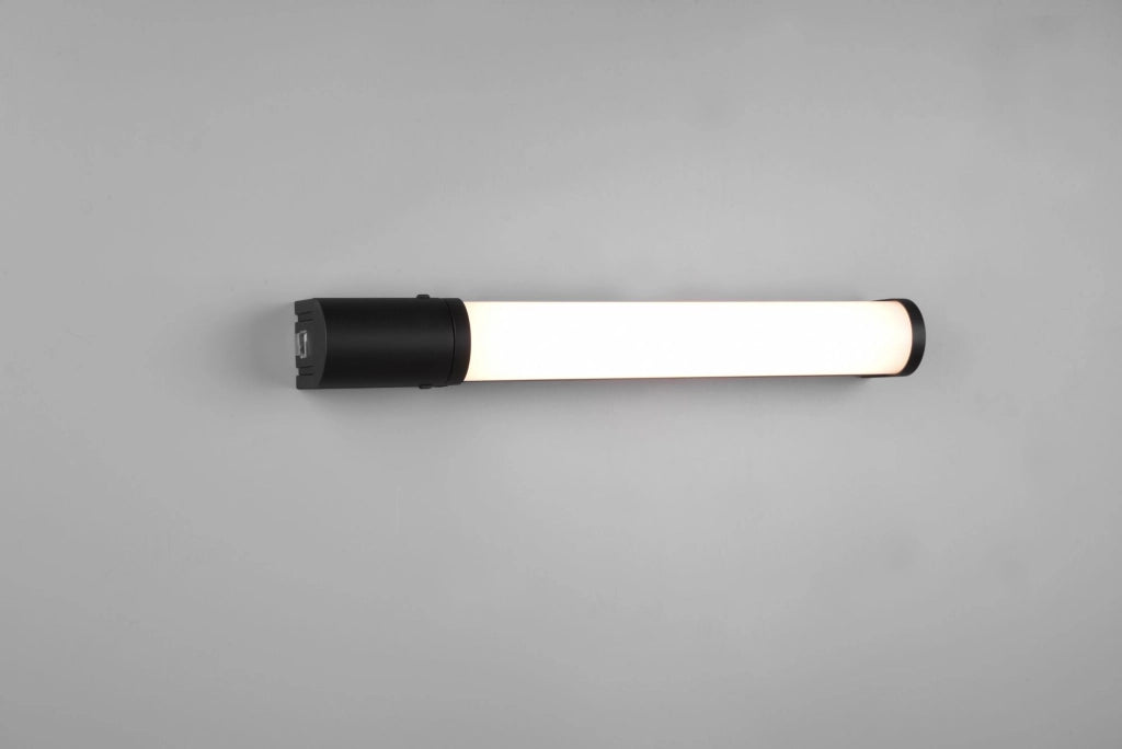 PIERA H2O APPLIQUE LED 8W 850lm, 3000K BORDO NERO CON PRESA CORRENTE ED INTERRUTTORE IP44 L. 41,5CM