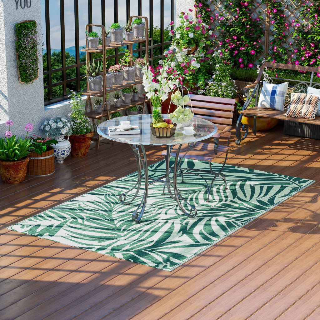 Tappeto Esterno per Balcone e Terrazza Reversibile ¨C zephmum ¨C Verde e Bianco 152x243 cm
