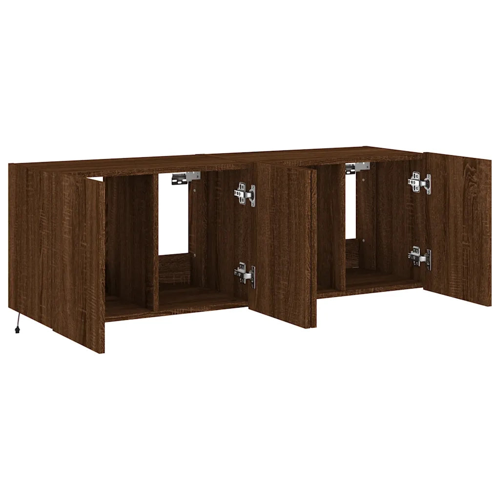 Mobili TV a Parete con Luci LED 2pz Rovere Marrone 60x35x41 cm 837315